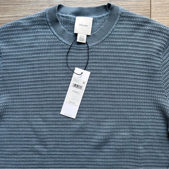 Calvin Klein | Supima Cotton Sweater in Stormy Weather Blue (Small) - Picture 2 of 9